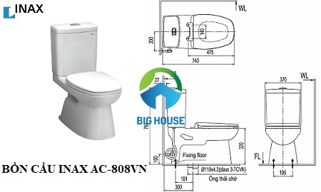 bồn cầu 2 khối Inax AC-808VN